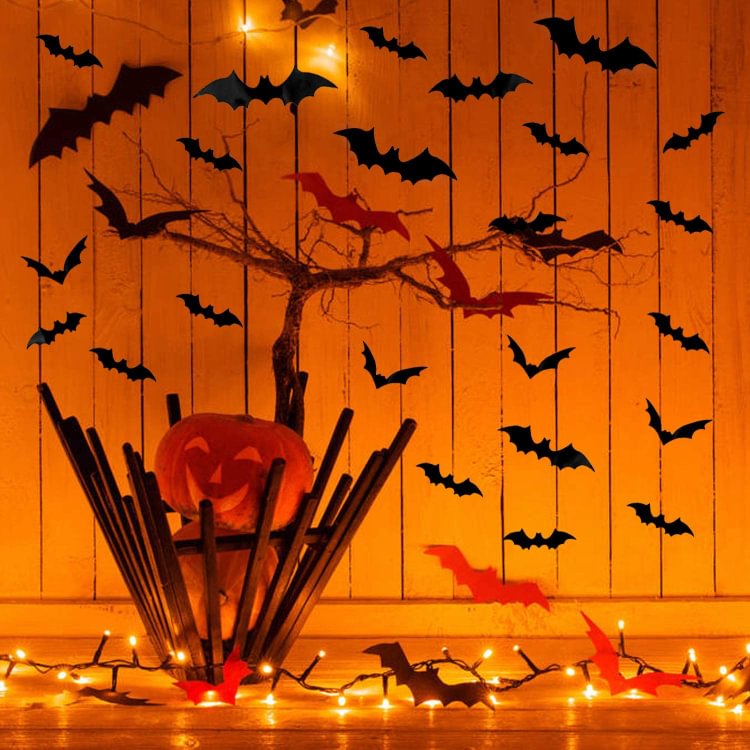 12Pcs Halloween Decoration 3D Horror Bat Wall Stickers