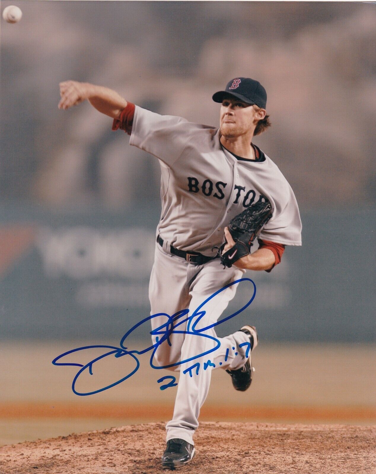 DANIEL BARD BOSTON RED SOX ACTION SIGNED 8x10