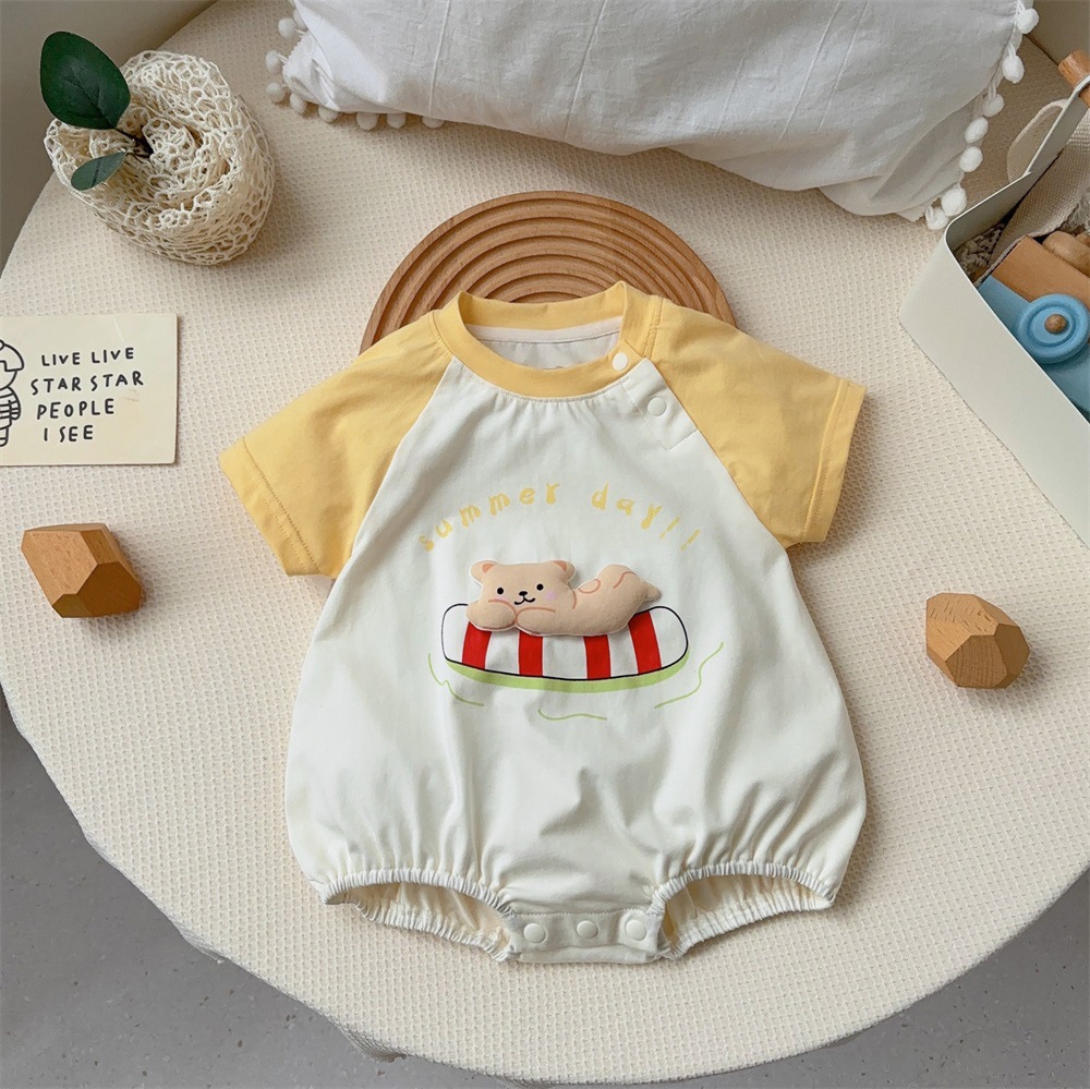 Baby Boy/Girl Swimming Circle Bear Print Bodysuit