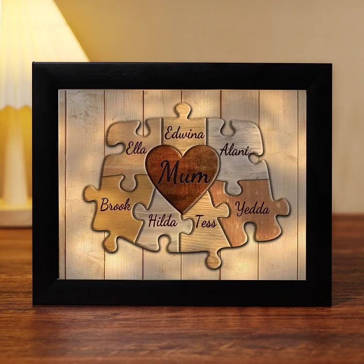 7 Names-Personalized Mum Family Puzzle Frame With 7 Names LED Night Light