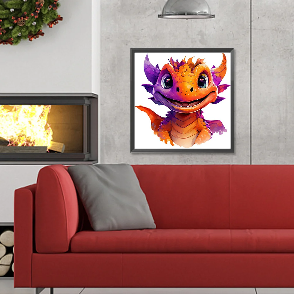 Full Round Diamond Painting 30*30cm - Little Dragon