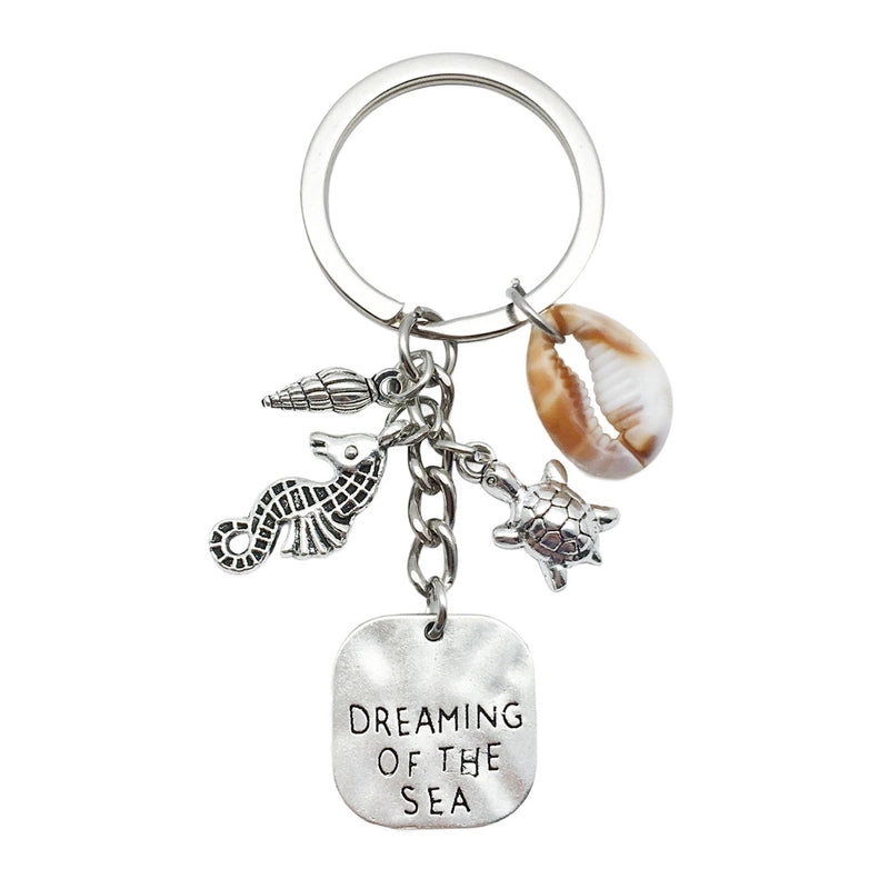 Cute Marine Style Starfish Mermaid Shell Alloy Enamel Bag Pendant Keychain