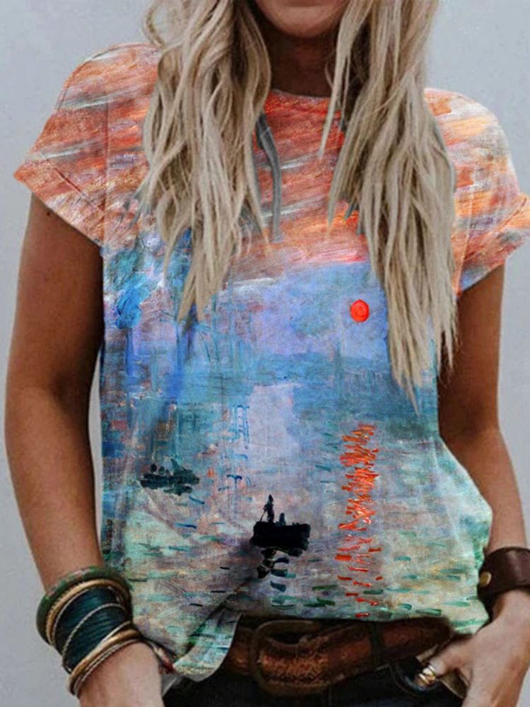 Artwishers Impression Sunrise Print Comfy T Shirt