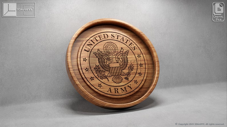US Army Seal Tray - CNC Files for Wood (svg, dxf, eps, ai, pdf)