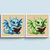 Dragon Reading A Book Full 14CT DIY Stamped Needlework Embroidery Kit 11.81x11.81inch Embroidery Needlepoint Starter Kits Cross Stitch Art and Crafts Kits for Beginners Adults Home Decor