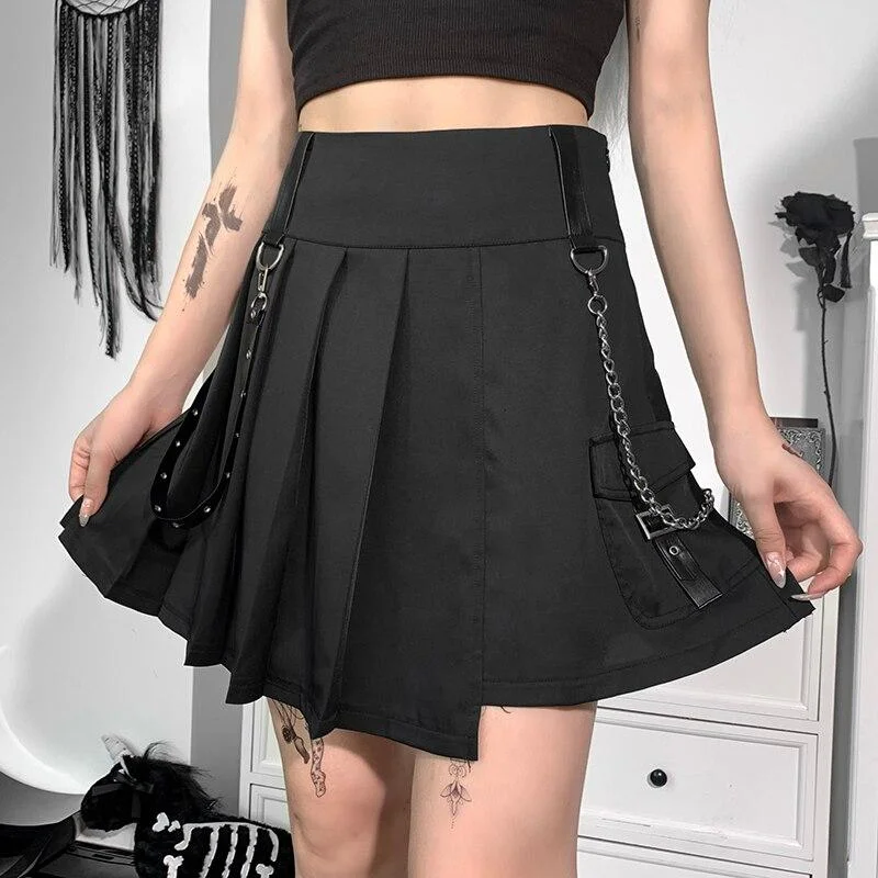Gothic Harajuku Ready For Action Pleated Skirt SP16822