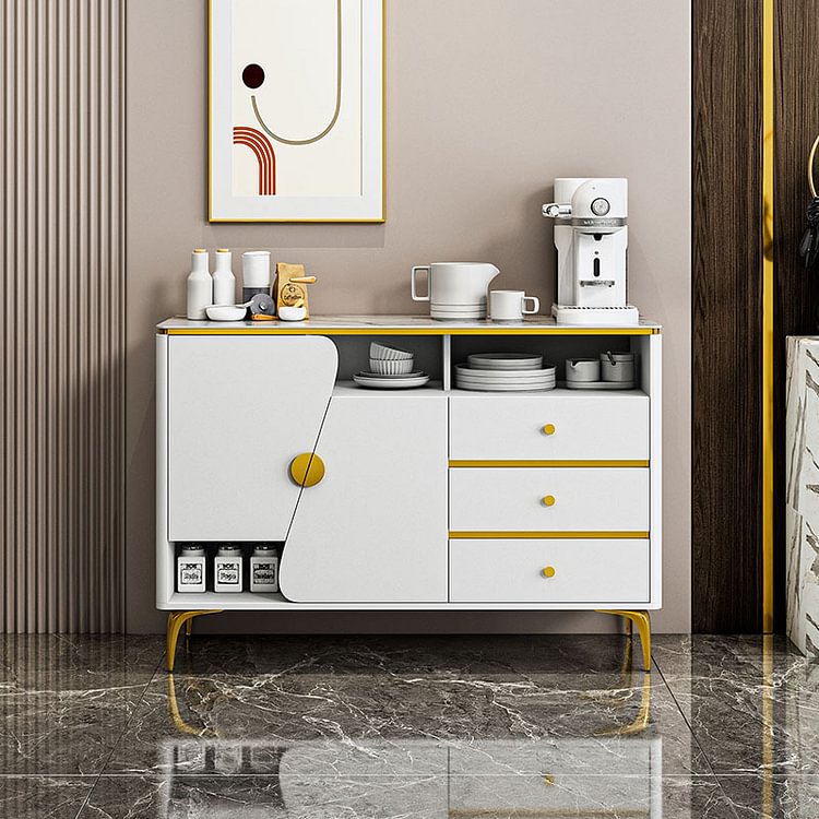 Homemys Modern Sideboard Storage Cabinet With Sintered Stone Top