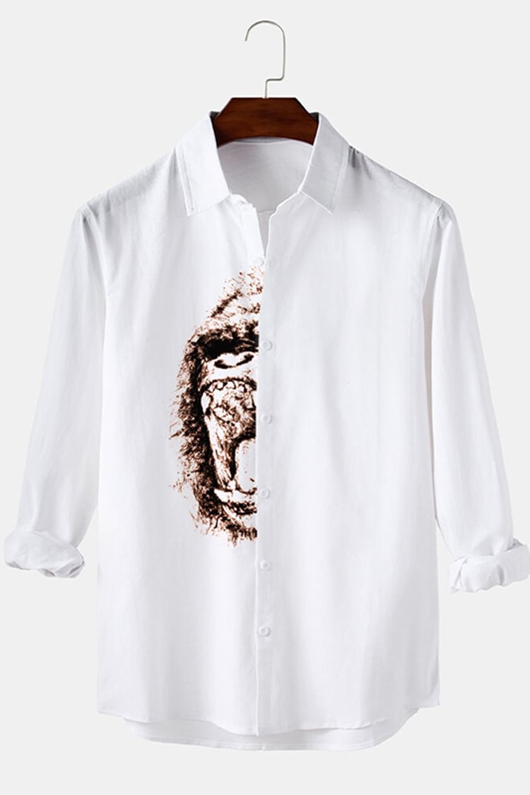 Half Orangutan Print Long-Sleeve Shirt