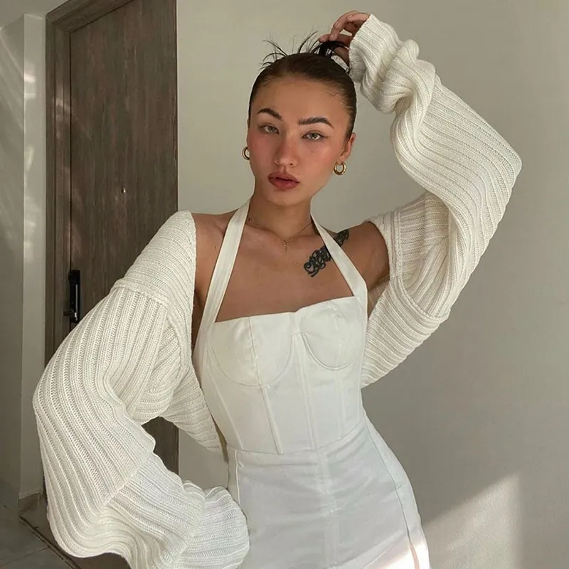 Knit Cardigan Women Long Sleeve Crop Top Autumn Fashion Casual Sweater Sexy Streetwear