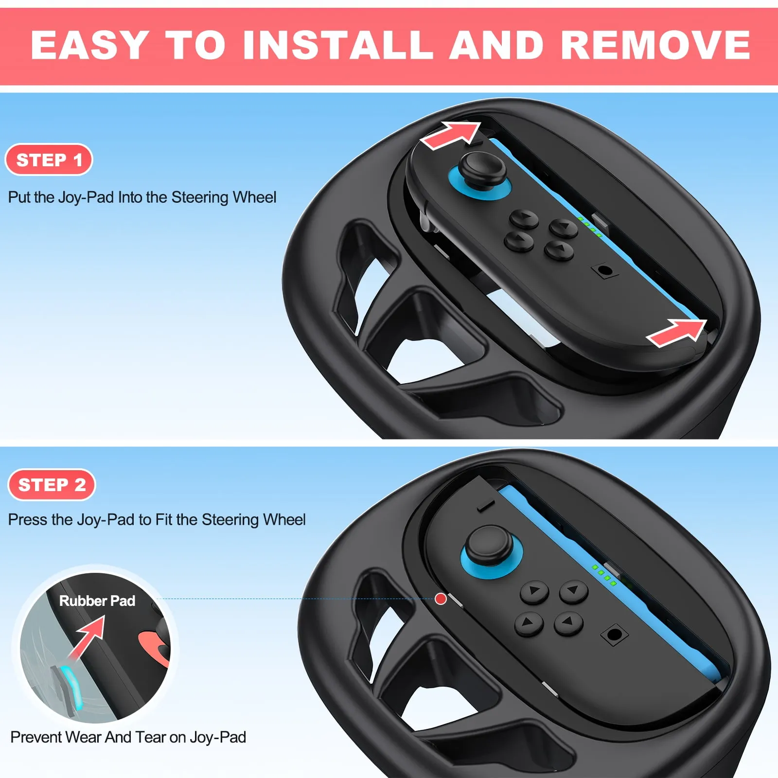 Steering Wheel for Nintendo Switch 2 with LED Sync Lights & Ergonomic ...