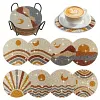 8pcs DIY Diamond Painting Coaster Kit With Holder - Sunset