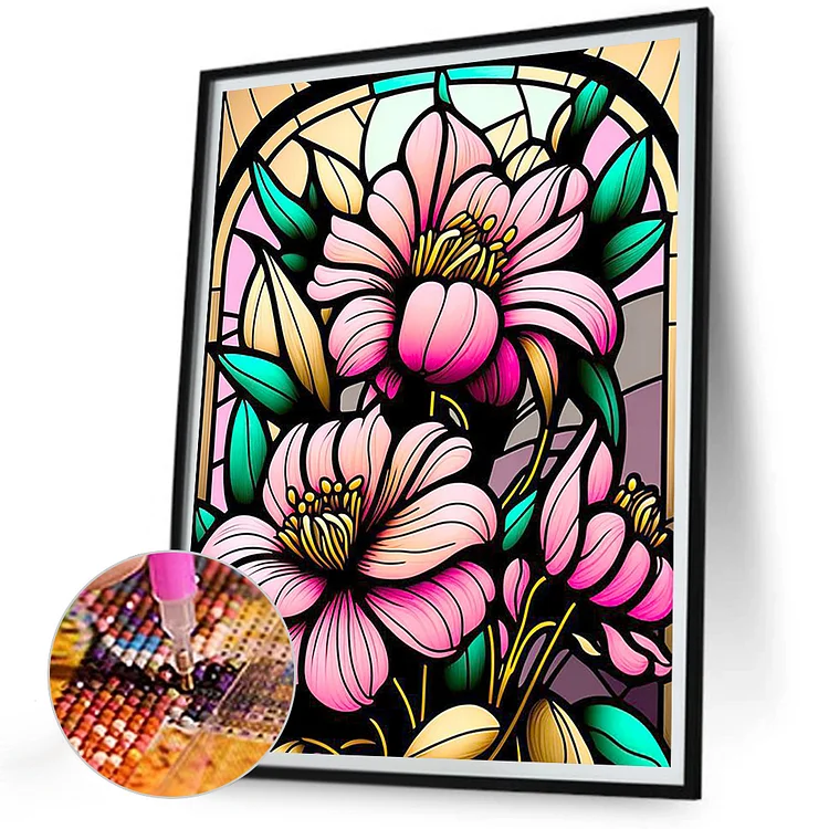 Full Round Drill Diamond Painting -Stained Glass Flowers - 30*40cm