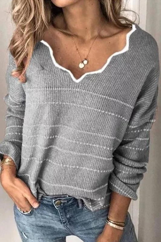 Casual Loose Long Sleeve Knit Top