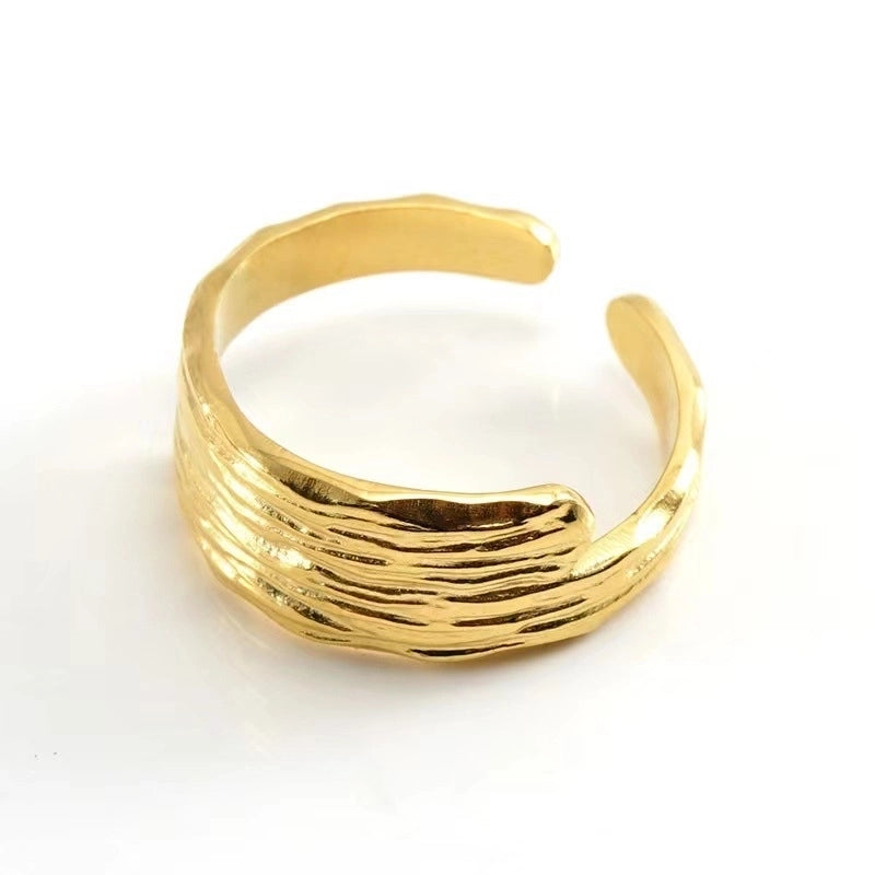 Classic Style C Shape 304 Stainless Steel 18K Gold Plated Plating Open Rings