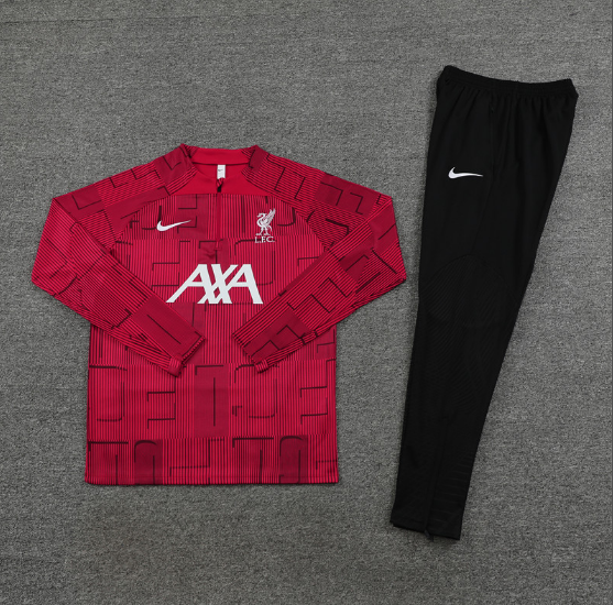 23/24 Liverpool Half-Pull Training Suit Red Black Football Jersey Set Thai Quality