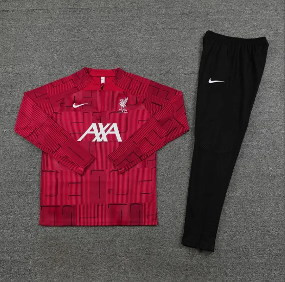 23/24 Liverpool Half-Pull Training Suit Red Black Football Jersey Set Thai Quality