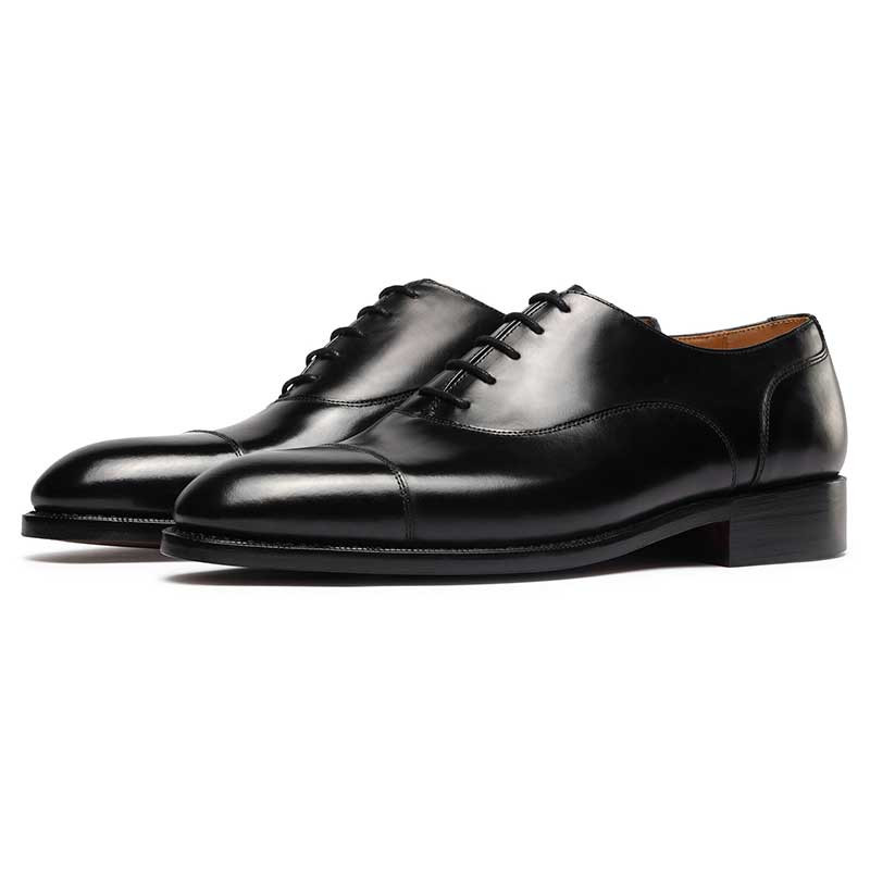 Mens Black Genuine Leather Oxford Dress Shoes: Free Shipping