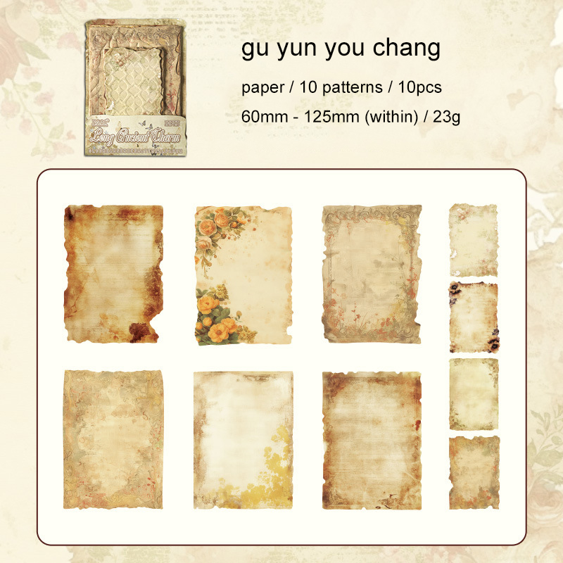 Material Paper - The Old Dream of The Past Series Vintage Flower Border Relief Landscape