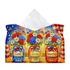(24cm)Diamond Art Tissue Box DIY PU Napkin Cover for Home(god bless america)