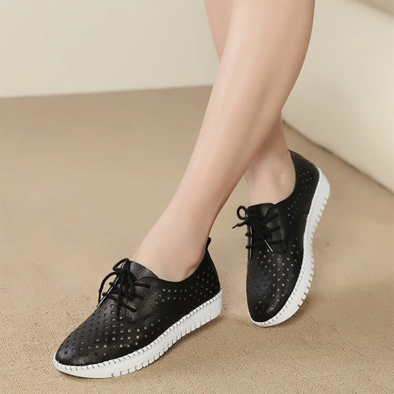 Women Sneakers 2021 Summer Sandals Soft Soled Ladies Flat Shoes Lace up Hollow out Breathable Casual Female Walking Shoes New