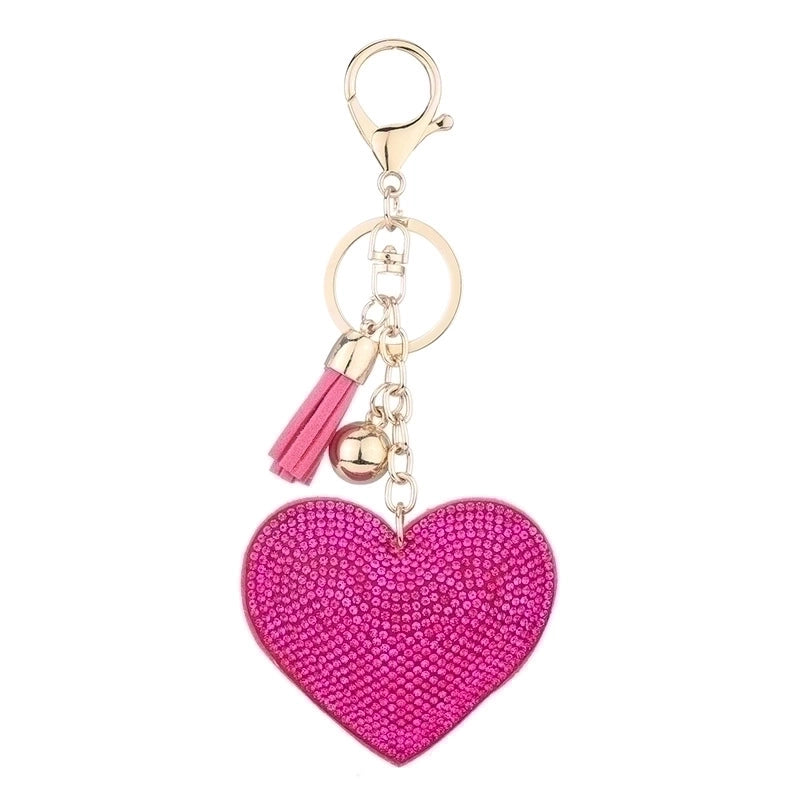 Creative Sequins Heart Pendant Tassel Key Chain