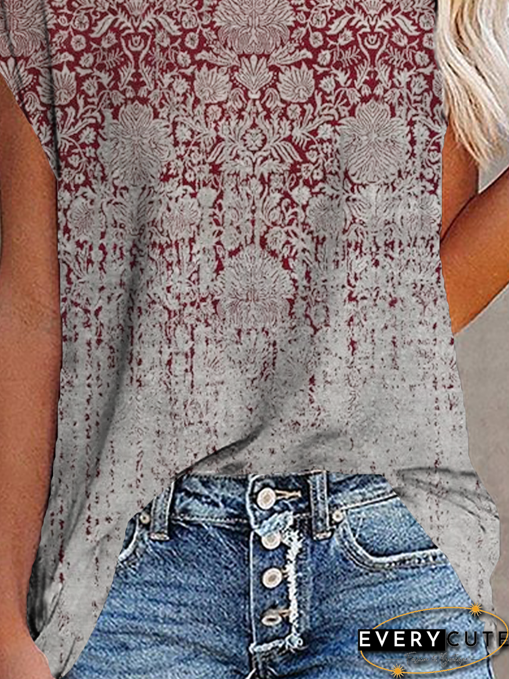 Women Vintage Short Sleeve Tribal T-Shirts