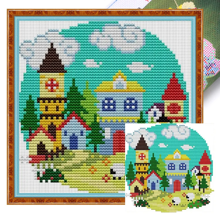 Joy Sunday 14CT Four Seasons Village - Printed Cross Stitch 14CT 16*16CM