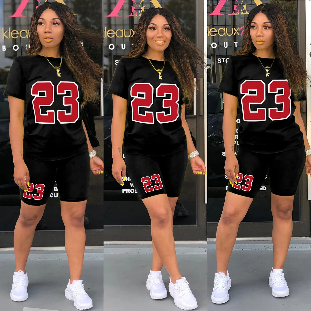 Summer New Fashion Sports Round Neck Letter Printing Two-piece Set | IFYHOME