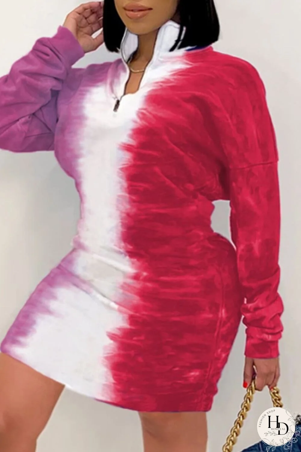 Blue Fashion Sexy Plus Size Gradual Change Print Basic Turndown Collar Printed Dress