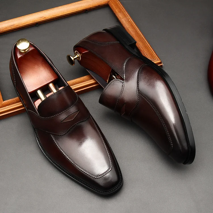 Men's Genuine Leather Business Dress Shoes Loafers