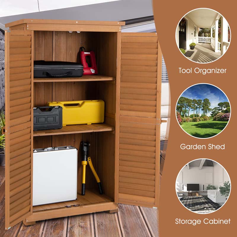 Eletriclife Outdoor Wooden Garden Tool Storage Cabinet