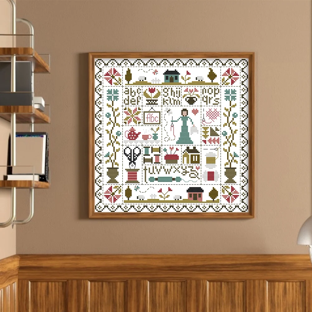 Sewing Cross Stitch Kit 28x28cm DIY 11CT Thread Art White Fabric Decor