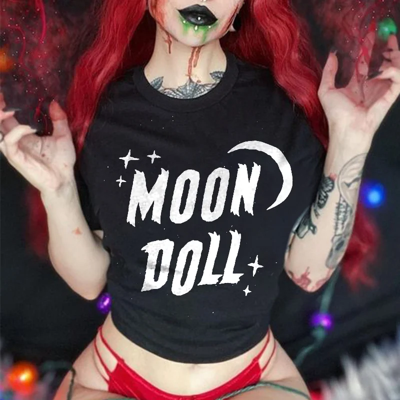 Moon Doll Printed Women's T-shirt -  