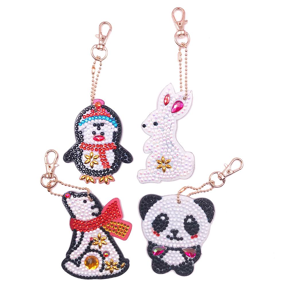 

4pcs Animals-DIY Creative Diamond Keychain, 501 Original