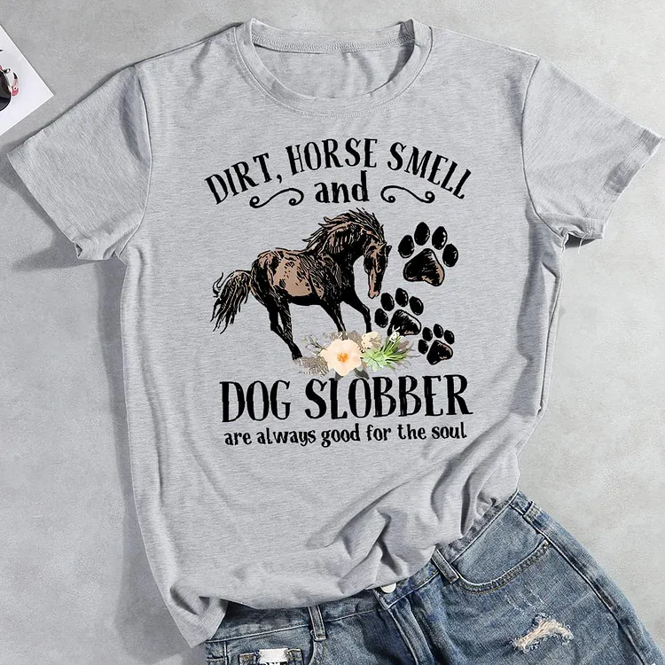 Personalized Horse Dog Girl AOP Sweater - Gift Idea For Horse Lover/Dog Lover - Dirt, Horse Smell & Dog Slobber Are Always Good For The Soul