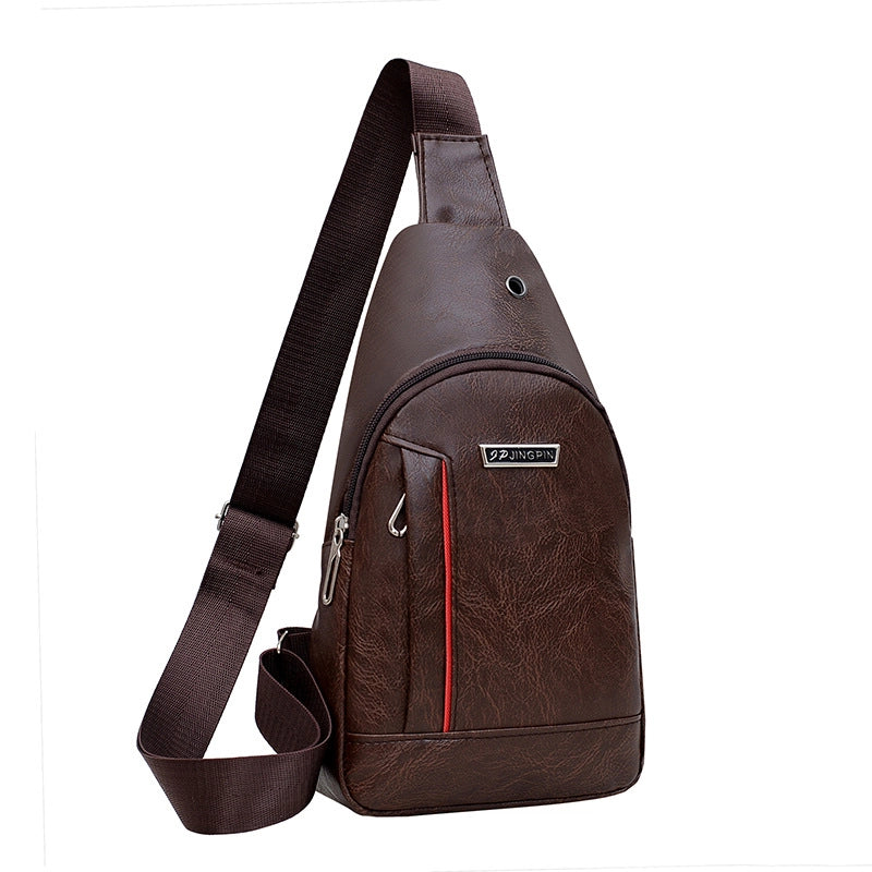 New Casual Men’s Shoulder Bag Outdoor Sports Chest Bag Men’s Pu Business Travel Messenger Bag
