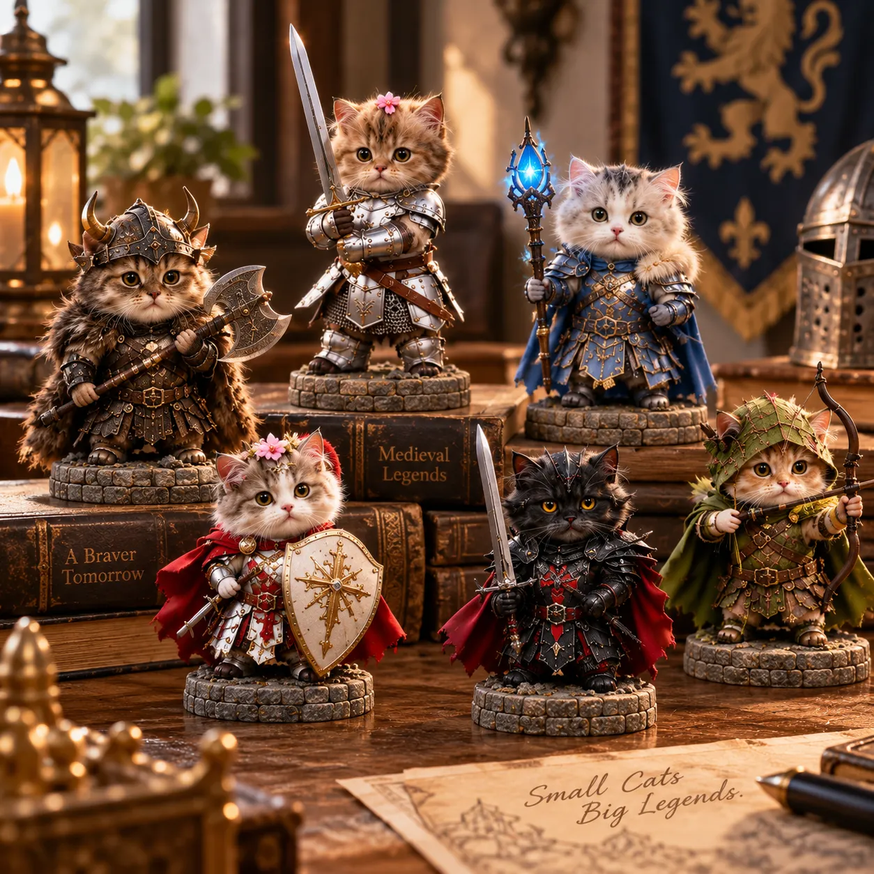 Knight Cats fantasy miniature collectible detail