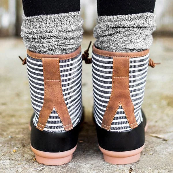 Women Waterproof Lace Up Duck Boots