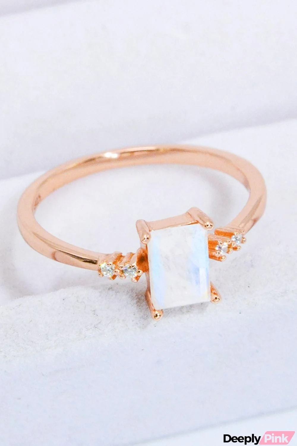 Rectangle Natural Moonstone Ring