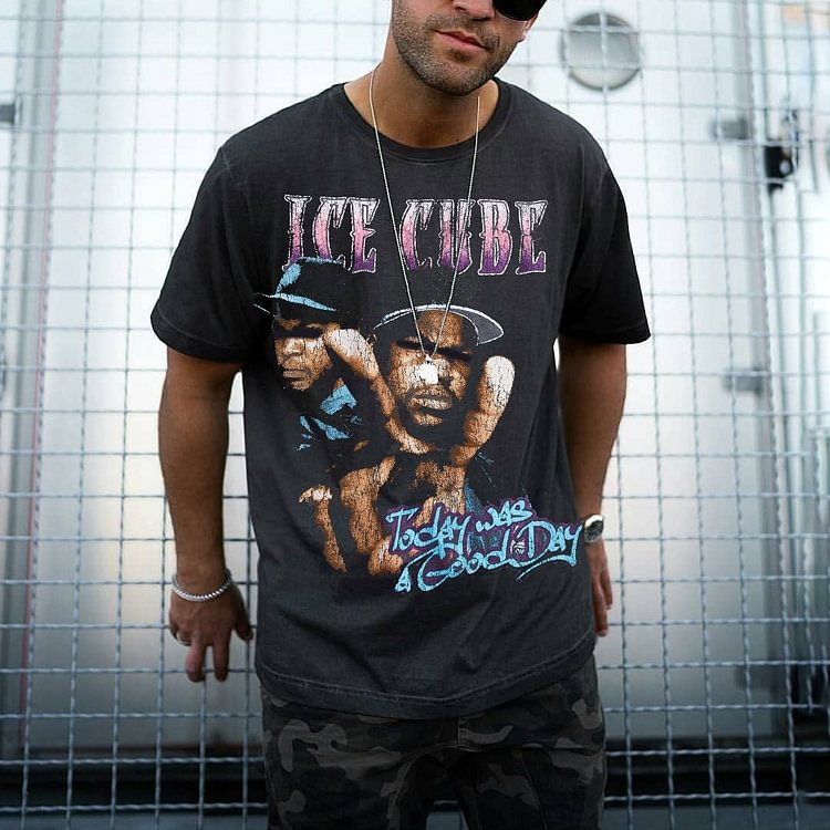 Ice Cube T Shirt Mens Vintage round neck printed short-sleeved t-shirts