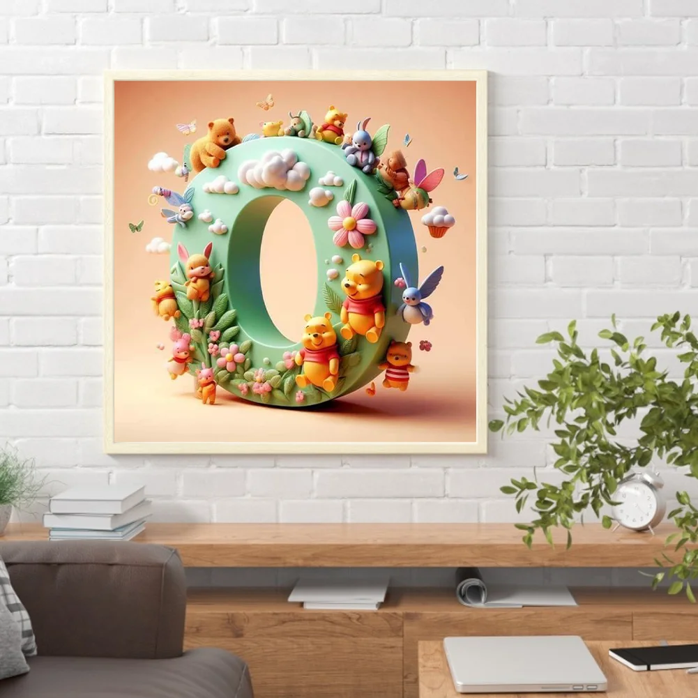 Full Round Diamond Painting 30*30cm - Winnie The Pooh'S 26 Letters O