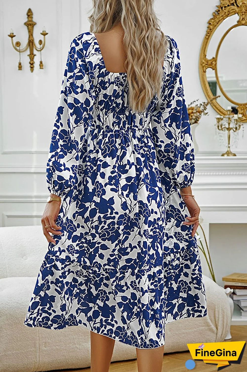 Fashion Long Sleeve Printed Casual Dress