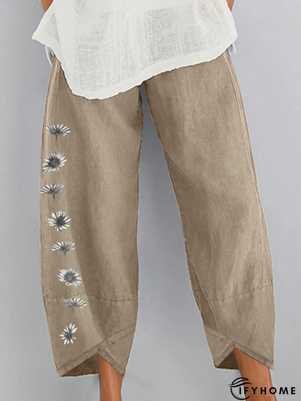 Floral-Print Cotton-Blend Casual Pants | IFYHOME