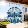 (18.5cm)DIY Acrylic Jigsaw Puzzle Window Hanging with Hanging Chain DIY Stained Glass Decoration Round Window Puzzle Decor for DIY Craft Project (Dragonfly)