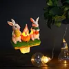 Resin Bunny Campfire Flickering Night Light Plug Into Wall Easter Decoration(US)
