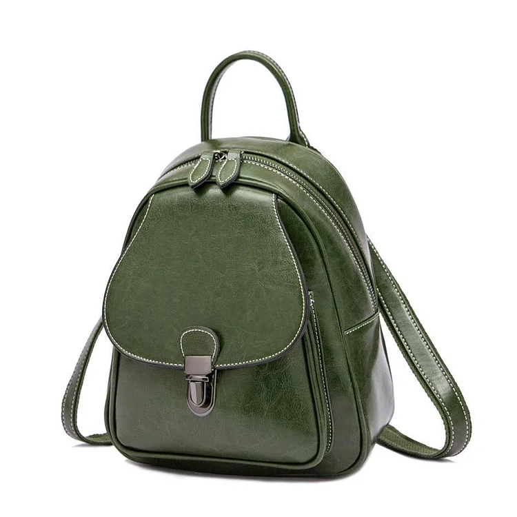 Leather retro college women's backpack