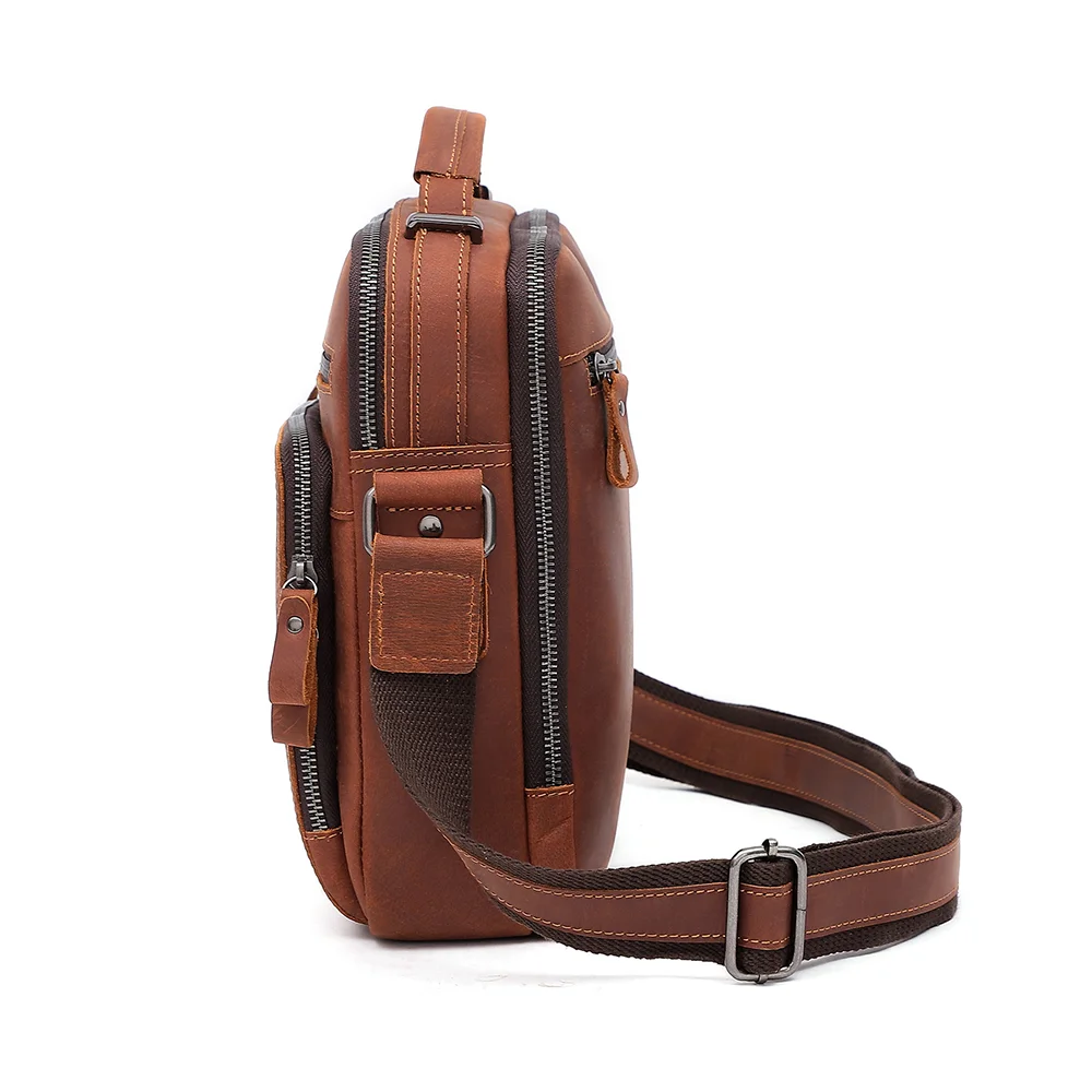 Men's messenger bag casual retro large capacity genuine leather bag