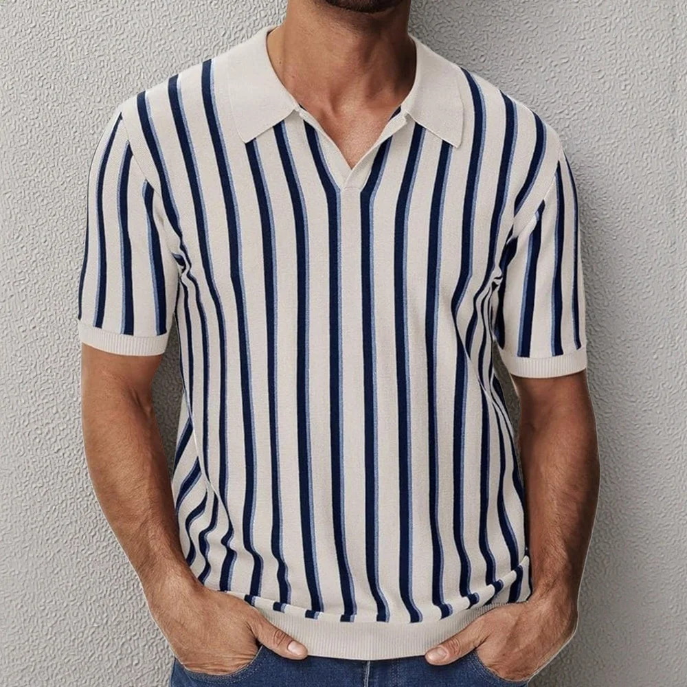 Uveng Uveng Men's High Quality Summer Collar Temperament Striped POLO Shirt Men's Short-Sleeved Top SY0158