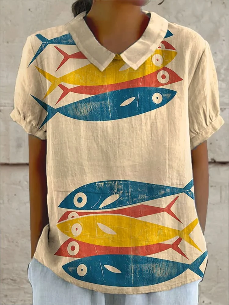 Women's Fish Art Print Casual Top