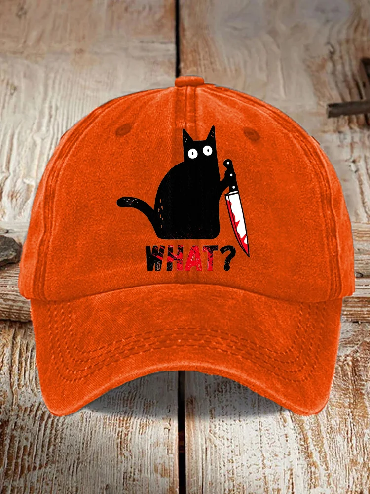 Funny Black Cat Print Hat